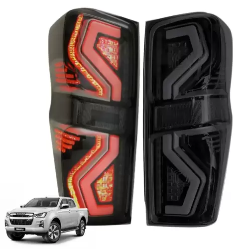 Isuzu D-Max Smoked Black 3D Bar Style LED Taillights (2021–2026)