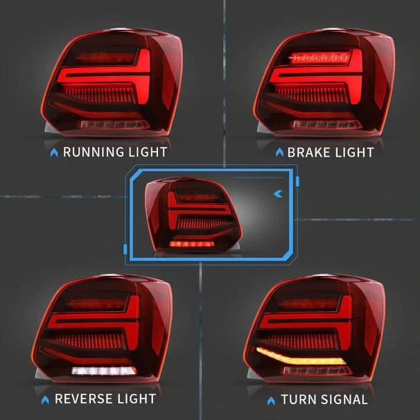 VW Polo 6R Smoked Red LED Sequential Taillights  (2009–2017)