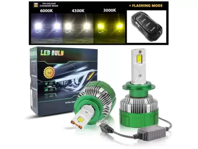 K14 3-Colour LED Canbus Bulbs With Strobe Function & Wireless Remote - 9006