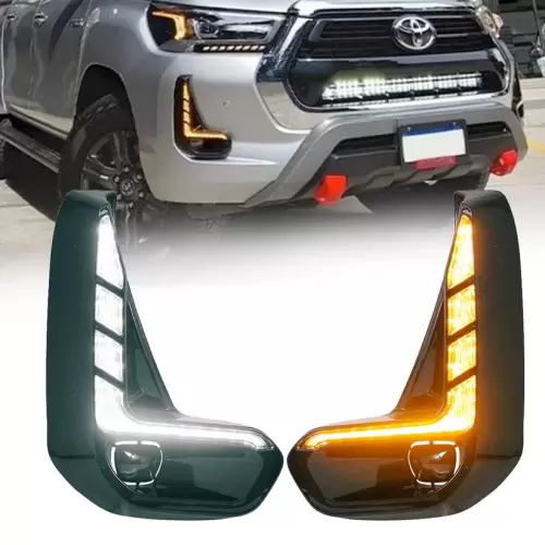 Toyota Hilux Revo Dual Function DRL LED Fog Light Surrounds (2020–2026)
